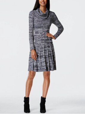 Calvin Klein Size S Charcoal Knit Dress Cowl Neck